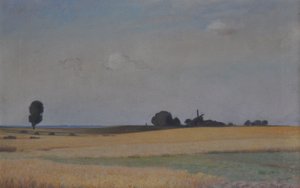 Paisaje de Mecklemburgo con molino de viento de Franz Bunke